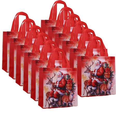 Lollanda gaveposer med håndtag 12-pak – Vandafvisende og smudsafvisende julegaveposer til julegaver og shopping 23x22x11cm