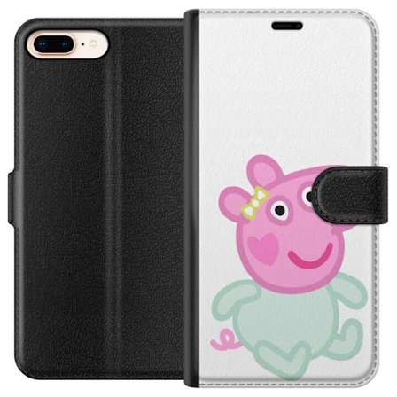 Yhteensopiva Lompakkokotelo Apple iPhone 7 Plus Peppa Pig vauvahahmo pastelliväreissä, suloinen piirretty lasten kuvitus pehmeällä minimalistisell