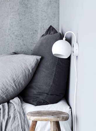 Ball vegglampe - matt hvit