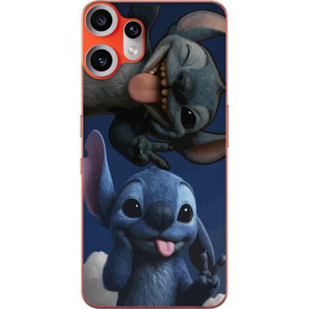 Nothing CMF Phone 2 Pro Gennemsigtig cover Stitch to figurer poserer lykkeligt blå tegneseriefigur med humor, perfekt til fans af sød kawaii og lege
