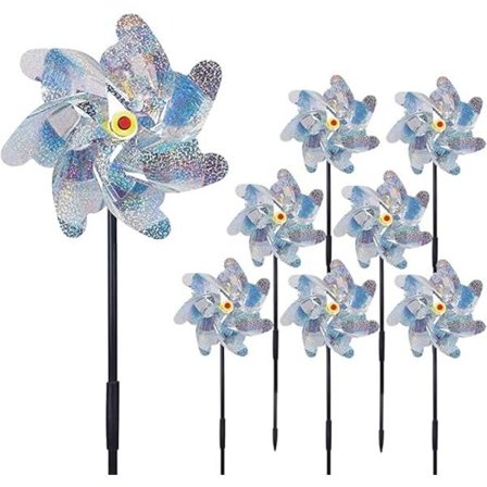 Vindmølle til fugle, 8 stk. anti-fugl vindmølle, reflekterende fugleskræmsel