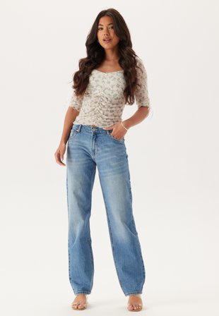 Bubbleroom - Low Waist Straight Jeans - Light blue - Kläder