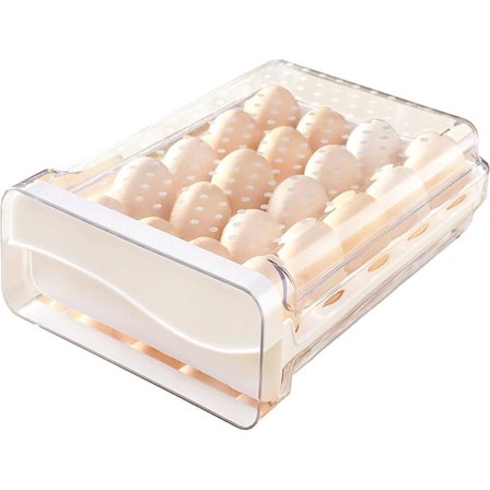 Plasteggboks, 20 egg kjøleskap eggboks, stabelbar gjennomsiktig skuff egg oppbevaringsboks, for eggbevaring