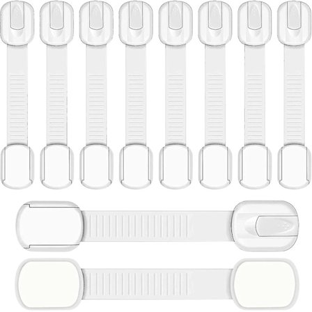 Sikkerhetslås for barn 10 stk. Sikkerhetslåser Låse Låser Sikkerhetslåser for baby og barn på skapskap Skuffer Ovner Kjøleskap