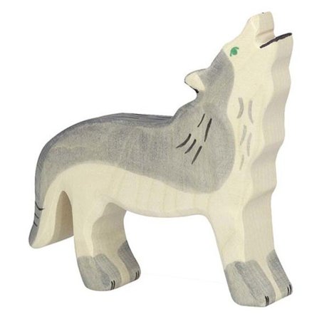Træfigurine Hylende Ulv HOLZTIGER - til børn fra 3 år og opefter
