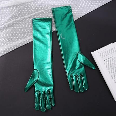 Sexiga Lackhandskar Cosplay Kvinnor Bar Nattklubbar Pole Dancing Scenframträdande Hel Finger Elastiska Långa Vantar S251 green One Size