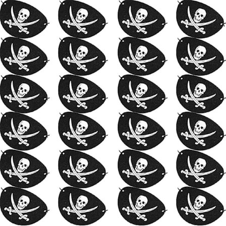 24 stk Svarte Piratøye-lapper Enøye Skalle Karibisk Kaptein