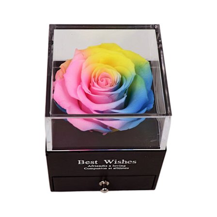 Naturlig Evig Rose Smykkeskrin Konserverede Blomster Valentinsforslag Ring til C