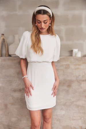 Bubbleroom Occasion - Short bow Dress - White - Kläder