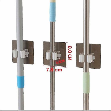Itsekiinnittyvä Luudan ja Mopin Pidike Seinään Imukappaleella Klipsi Koukku 2 kpl
