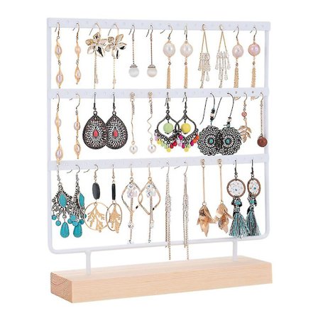 Øreringsholder 3-lags 72 huller Øreringsholder Smykketårn Med Træbase Smykkearrangør Øreringsdisplay Stativ Ideelle Gaver Til Piger-