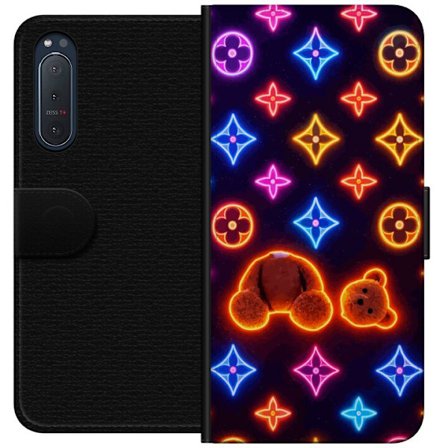 Kompatibel Tegnebogsetui til Sony Sony Xperia 5 II Neonfarvet luksusmønster med glødende teddybjørn i pop art-æstetik