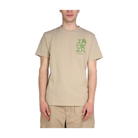 Engineered Garments, Logo Print T-Shirt Bruin, Heren, Maat:XL