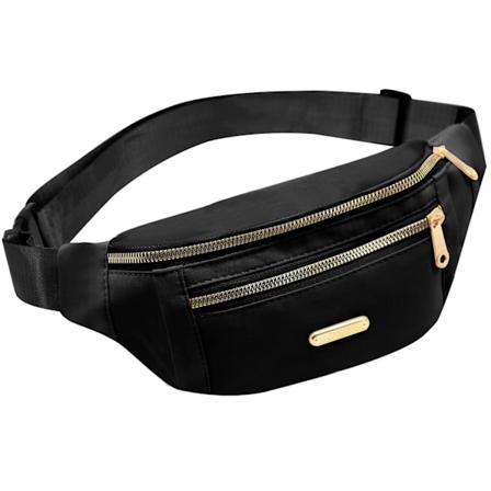 Midjeveske, Brystveske, Mote Casual Reiseveske med Glidelåslomme for Menn og Kvinner Sportsløping Fotturer (Svart) black