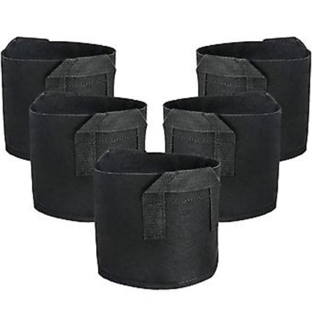 Stoffpotter, 5-pakke 3 gallons plantevekstposer, stoffbeholdere med stropphåndtak for planter