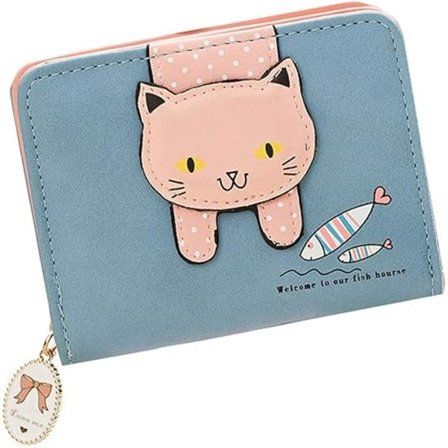 Flickor Kvinnor Liten Plånbok Söt Katt Mönster Koppling Väska Mynt Hållare Kort Org