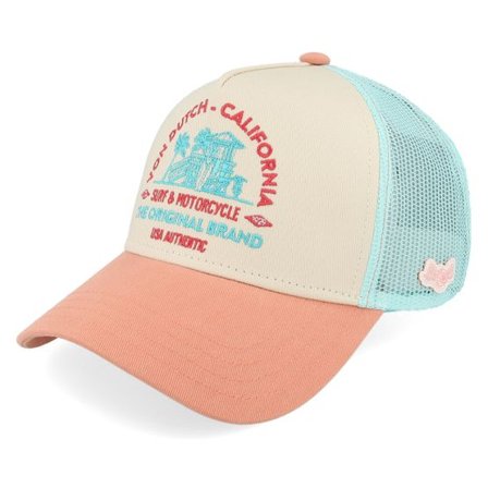 Von Dutch - Beige trucker Keps - Surf Baywath Turquoise/Beige/Pink A-Frame Trucker @ Hatstore