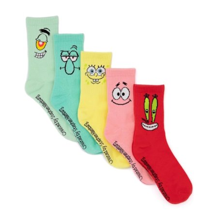 SpongeBob SquarePants Unisex Vuxenstrumpor (5-pack) 4 UK-8 UK