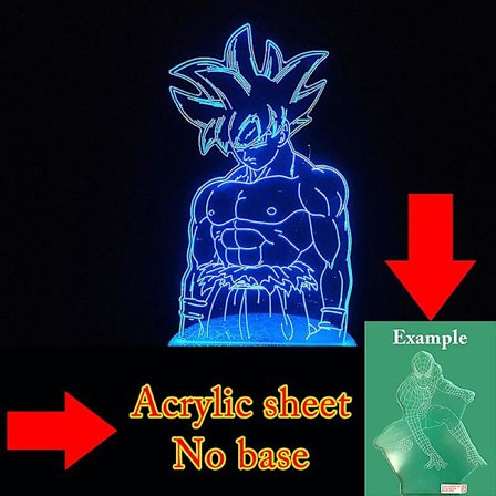 Anime 3d Akryl LED Nattlampa Rum Dekoration För Sängbord Fjärrkontroll Ändring 16 Färg Ljus Använd Usb-kabel Eller 3 Batterierc1