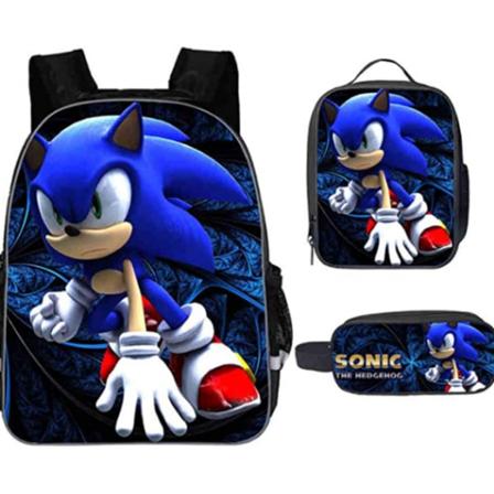 Ny Sonic barneskoleveske animert 3d-trykt ryggsekk Sonic barnes ryggsekk i tre sett Y #24