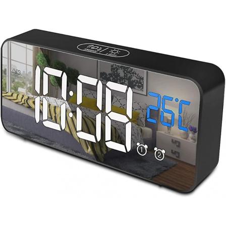 Digitaalinen herätyskello, LED-herätyskello, jossa ääniohjaustoiminto, 13 hälytystä (FMY)