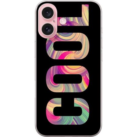 Yhteensopiva Puhelinkuori Apple Apple iPhone 16 Nykytaiteellinen typografia taiteilu sanaa LOVE nestemäisissä sateenkaariväreissä mustaa taustaa v