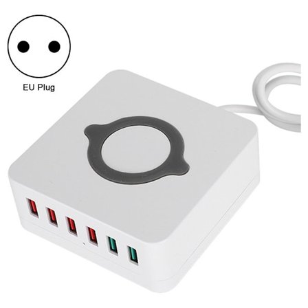 6 Portin QC3.0 Nopea Langaton Lataus USB-asema 100-240V EU-pistoke