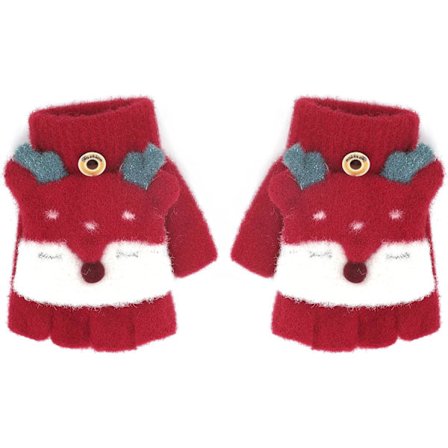 Fingerløse handsker til børn, varme plysvanter, strikkede handsker med