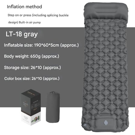 Itsestään täyttyvä retkipatja: Paksu kevyt yhden hengen retkipatja, puhallettava ja kiinnitettävä kahden hengen retkipatja ja kompakti puhallettava 