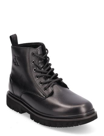 Eva Mid Lace Up Boot Lth Wl Wn Black Calvin Klein