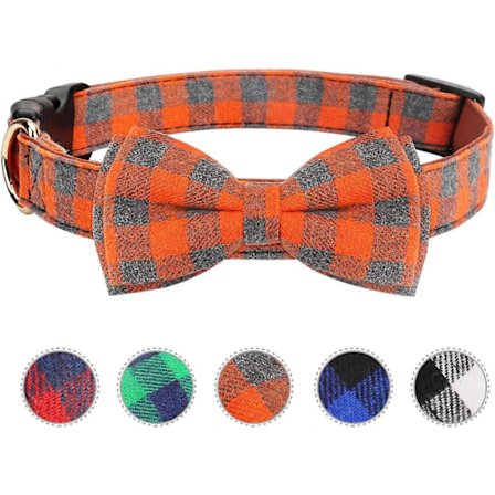 Hundhalsband med Fluga, Hund- och Kattkrage med Fluga Spänne Lätt Rutig Hundhalsband för Hundar Katter Husdjur Mjuk Bekväm, Justerbar