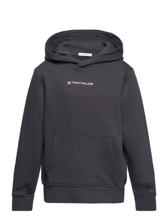 Printed Hoodie Hettegenser Genser Svart Tom Tailor*Betinget Tilbud