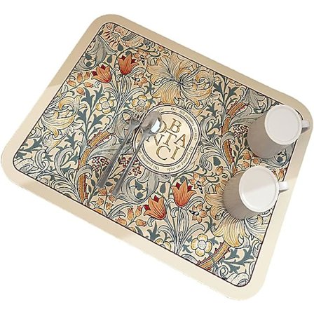 Oppvaskmatte i fantasistil, absorberende oppvaskmatte i myk diatoméjord med sklisikker gummisåle, hurtigtørkende avrenningsmatte