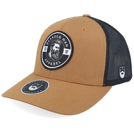Bearded Man - Brun trucker Keps - Logo 25 Retro 2 Tone Caramel/Black Trucker @ Hatstore