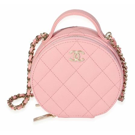 Chanel Vintage Chanel Pink Quilted Caviar Handle With Care Vanity Crossbody rosa, Dam Vintage Väskor, Dam, Storlek: ONE SIZE