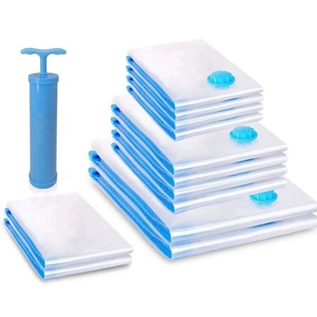 Set med 6 dammsugarförvaringsväskor med 1 pump 2 40x60cm + 2 60