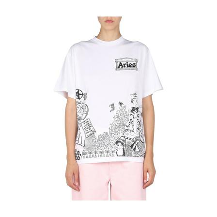 Aries Doodle T-Shirt Hvid, Dame T-shirts