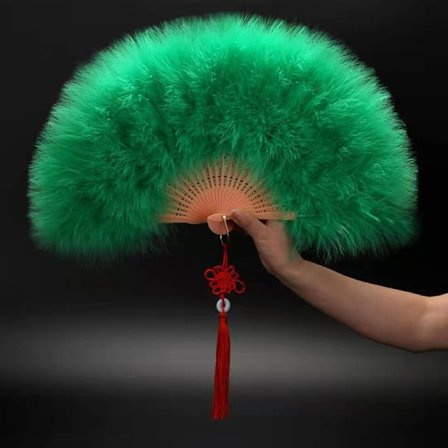 Feather Folding Fan Sweet Fairy Girl Gothic Court Dance Hand F
