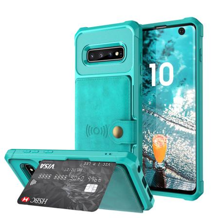 Samsung Galaxy S10 Plus - Skal med Kortfack Grön