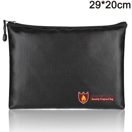 Brandsikkert dokumentpose, vandtæt brandsikkert lynlåsepose til kontanter, bankfiler, pas, fotos, værdigenstande og smykkebeskyttelse (29cm 20cm)