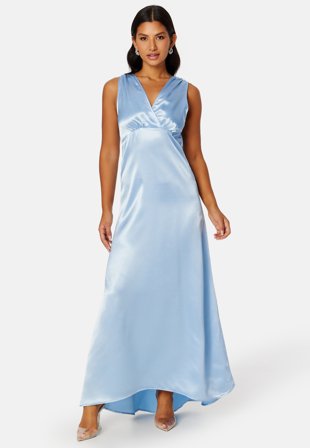 VILA Sittas V-neck S/L Maxi Dress Kentucky Blue Klær