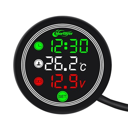 4 i 1 Timer Time Termometer Voltmeter Universal til 12V motorcykel motorcykel