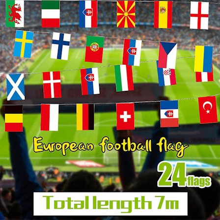 Euro 2024 EM-Flaggor med Länderflagor från Hela Världen Fotbollsdekoration