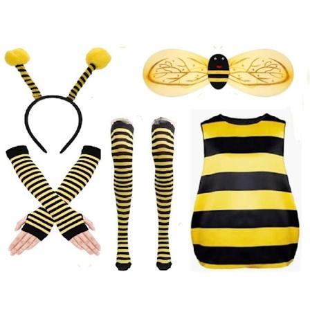 Halloween Aikuisille Leppäkerttu Mehiläinen Cosplay Puolue Mehiläinen Leppäkerttu Puku Siivet-sfssscs Bee 4-piece set + socks S