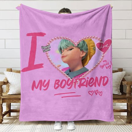 Huntrix K-Pop Printet Tæppe | Flannel Plaid til Sofa & Seng (Anime Tema)]SNT039]150+130cm SNT039 SNT039 SNT039