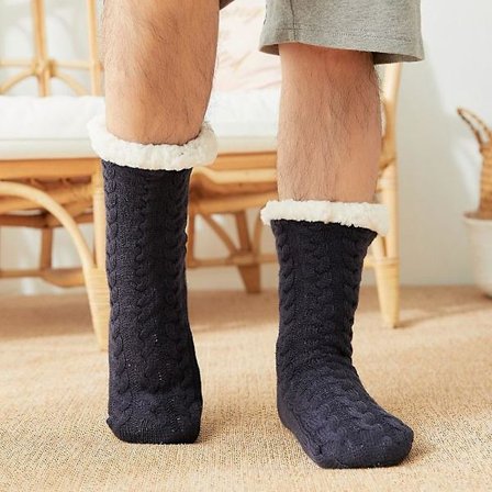 Termiske sokker herre vinter varme hjem bløde bomuldssokker fortykkede plus fløjl sove skridsikre uden greb korte gulvtøfler sokker mand