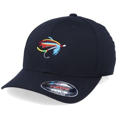 Skillfish - Svart flexfit Keps - Silver Doctor Fishing Fly Black @ Hatstore