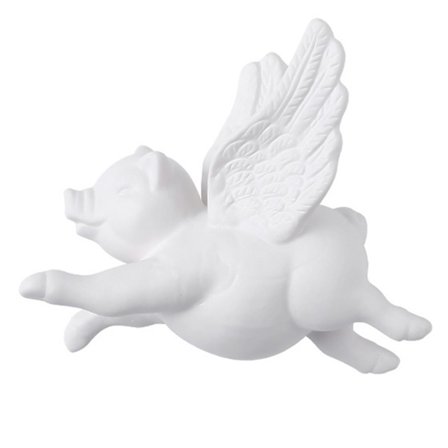 Kreativ Fly Pig Vægmonteret Ornament 3D Sød Keramik Gris Hængende Dekoration(Type C)