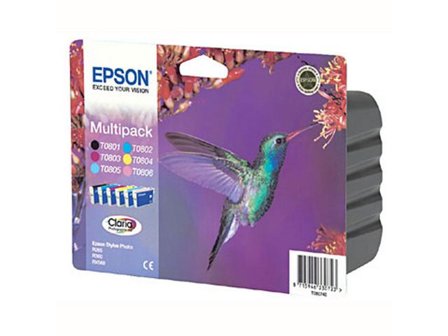 Epson Bläckpatron T0807, svart, cyan, ljus cyan, magenta, ljus magenta, gul, flerpack - Lyreco - Toner och bläck - Bläckpatroner - Bläckpatroner Epson