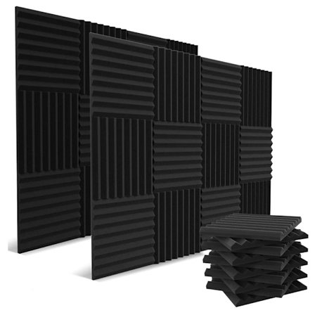 30-pack Akustikpaneler 1 x 12 x 12 tum - Akustiskt skum - Hög densitet - Ljudisolerande studiokilar
